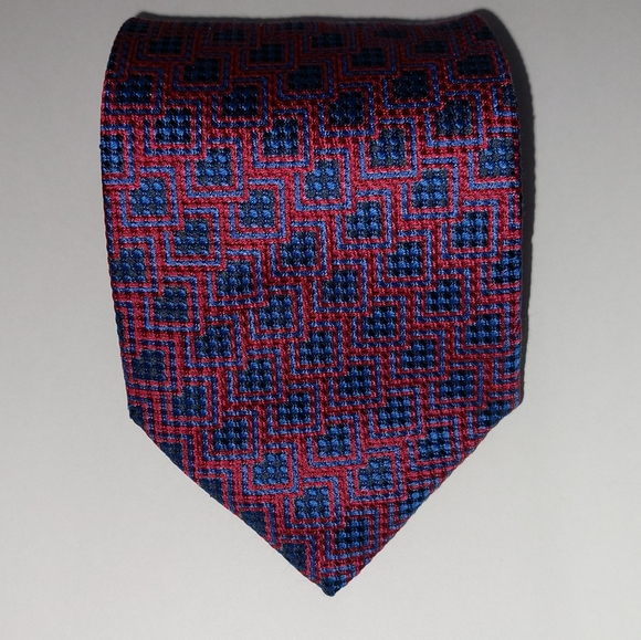 Canali Other - EUC Canali Silk Tie Made in Italy Burgandy and Blue Pattern